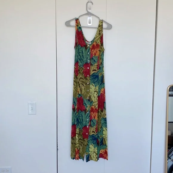 strapless open back dress 80s does 1950s Vintage Tropical Dress by Impromptu – Cats Like Us